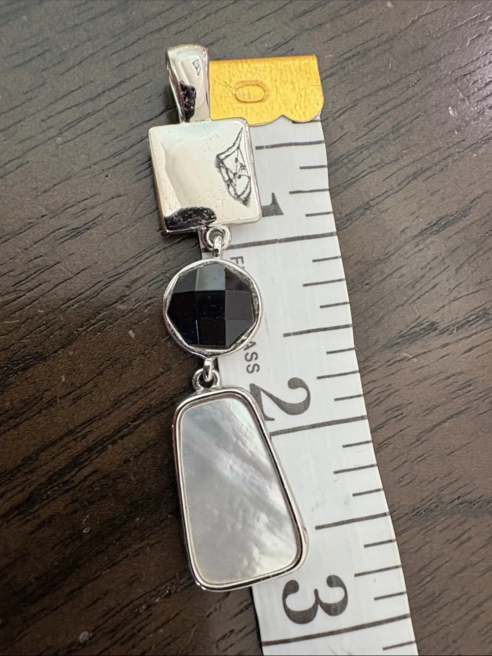 Lia Sophia Black Sparkle Glass & Mother-of-Pearl Double Drop Pendant